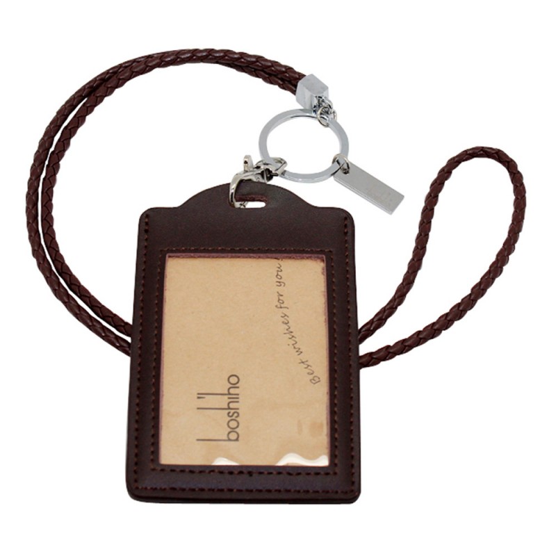 牛皮證件卡套配編織掛繩證件套 工作證卡套胸卡工作牌可定製LOGO批發・進口・工廠・代買・代購