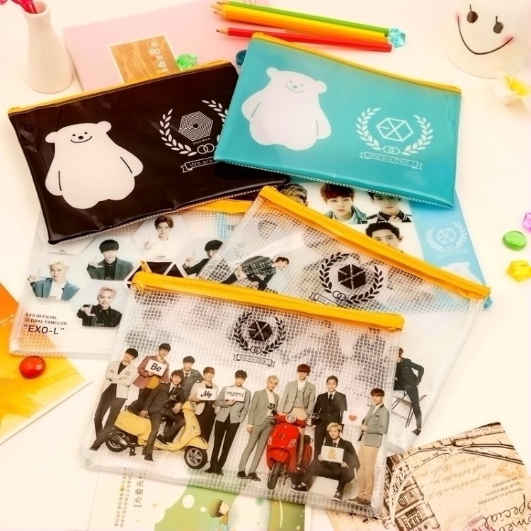 EXO TFBOYS 少女時代 中韓明星 同款 周邊 韓版 網格文件袋 筆袋工廠,批發,進口,代購