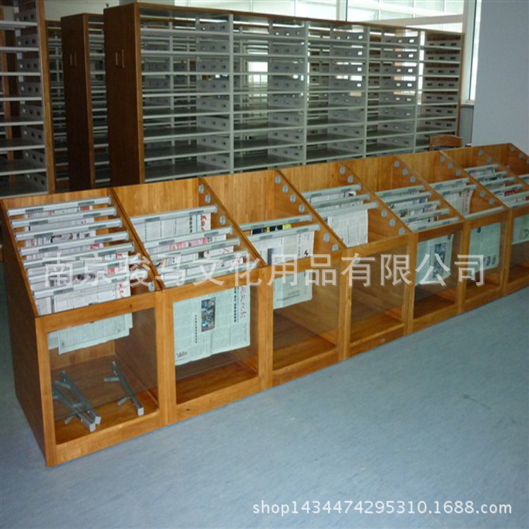 鋼木書報架 閱檔室圖書館用書報架【南京駿馬 做工精細】工廠,批發,進口,代購