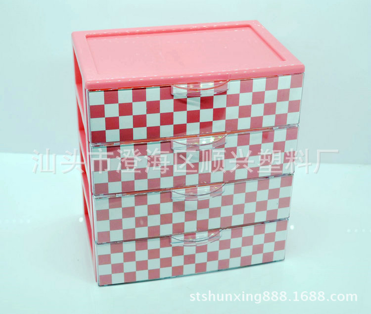 熱銷推薦502-4紅方格四層塑料文件櫃 桌麵塑料文件櫃批發・進口・工廠・代買・代購