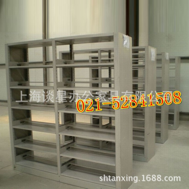 上海廠傢直銷簡約金屬雙柱雙麵書架 學校圖書室鋼製書架 可定製批發・進口・工廠・代買・代購