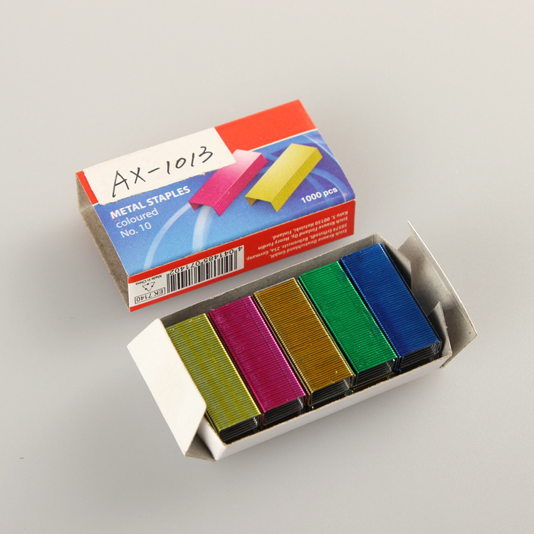 彩色訂書針AX-1013批發 金屬材質 多種顏色選購 辦公學習用品批發批發・進口・工廠・代買・代購