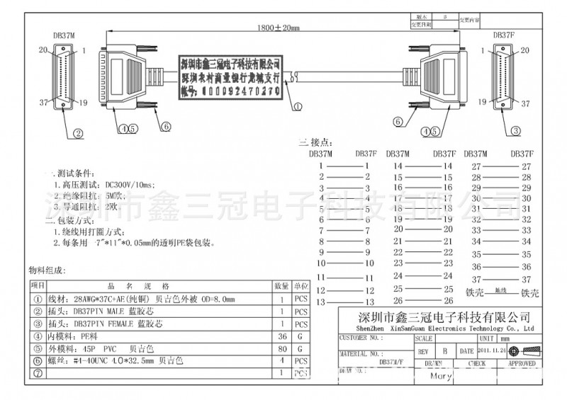訂做DB37P數據線線,DB37串口線1.8米/1.5米/3米批發・進口・工廠・代買・代購