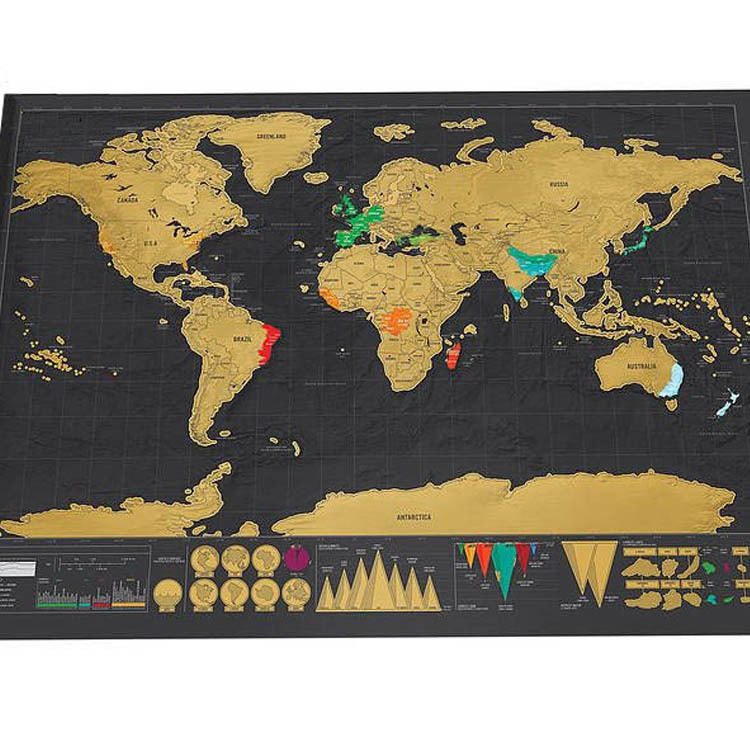 黑金地圖 刮刮地圖 Scratch Map黑色奢華版 創意世界版黑色地圖批發・進口・工廠・代買・代購