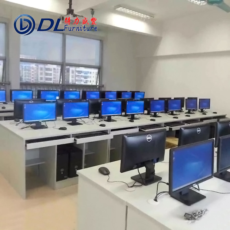 貴州貴陽機房翻轉電腦桌培訓桌學校課桌椅廠傢直銷輔導班桌椅雙人批發・進口・工廠・代買・代購