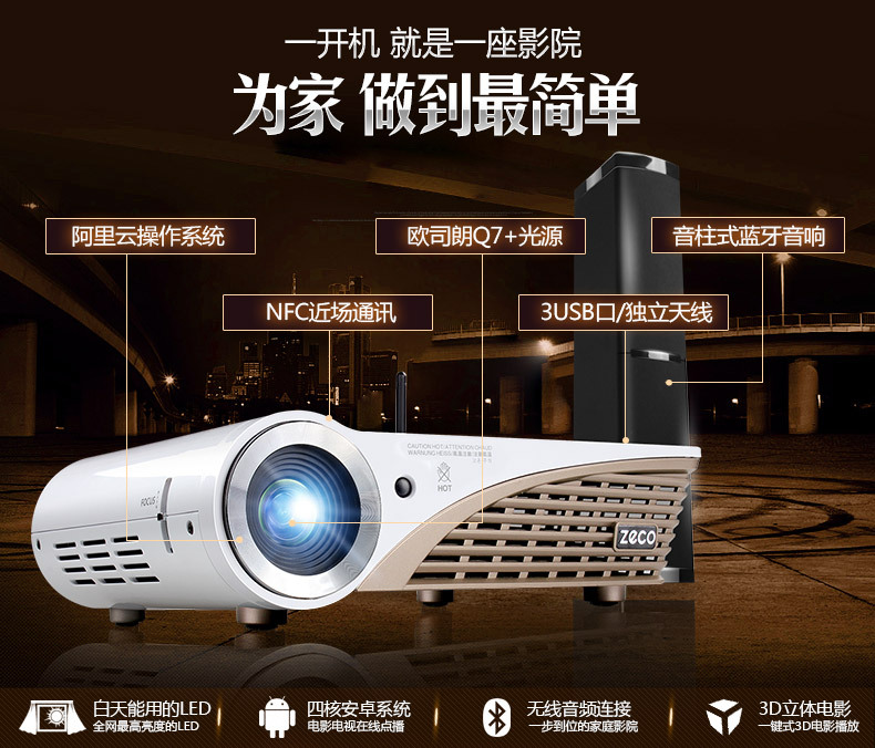 熱銷zeco智歌/SEOZ6微型投影機/智能辦公/Win8//傢用系統公投手掌工廠,批發,進口,代購