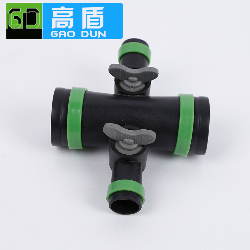 批發 黑色 微噴帶接頭 四通 傢庭園藝農田灌溉工具 PVC給水四通批發・進口・工廠・代買・代購
