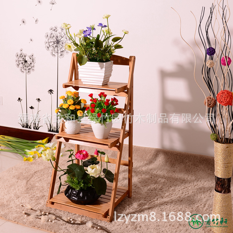廠傢供應 新款折疊花架 優質楠竹3層折疊花架  竹製品 工藝品批發・進口・工廠・代買・代購
