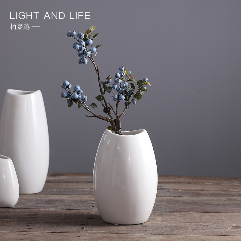 生產批發白色簡約現代北歐風格陶瓷花瓶三件套花器工藝術品中號工廠,批發,進口,代購