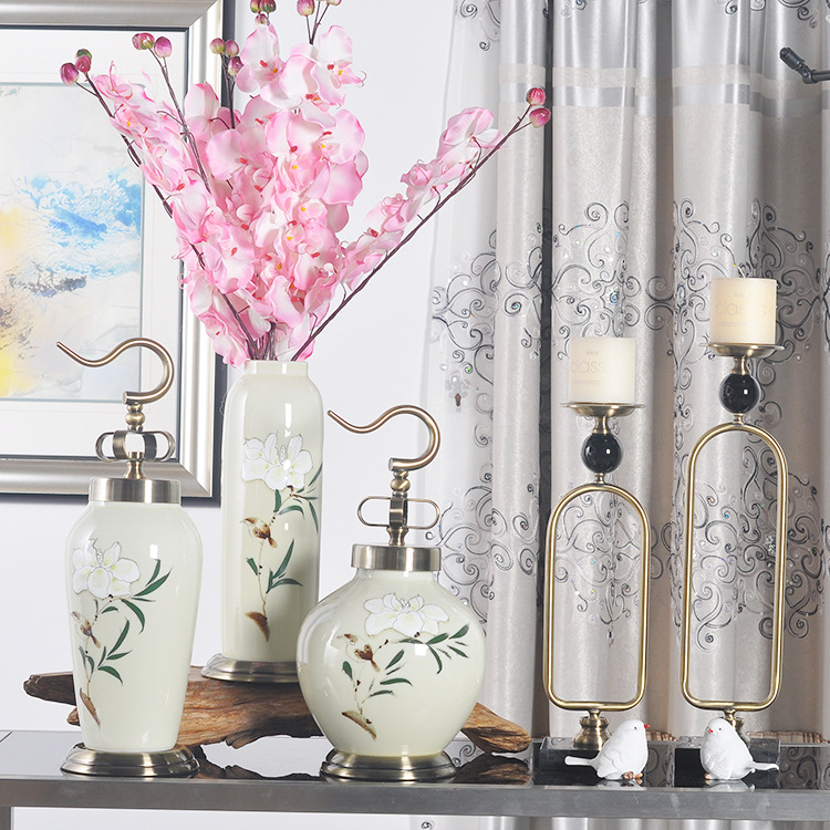 批發新中式陶瓷工藝品 創意傢居飾品擺件新古典花瓶套裝軟裝批發・進口・工廠・代買・代購