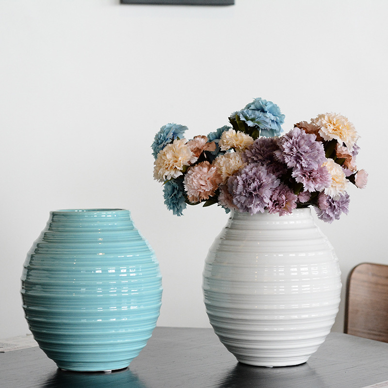 簡約現代白藍色陶瓷花瓶小花器傢居軟裝飾品客廳精美擺件批發工廠,批發,進口,代購