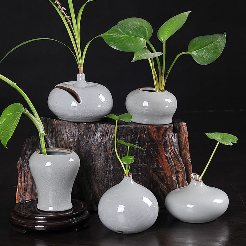 哥窯汝窯花器 小花插迷你花瓶 茶道零配件 茶桌擺件工廠,批發,進口,代購