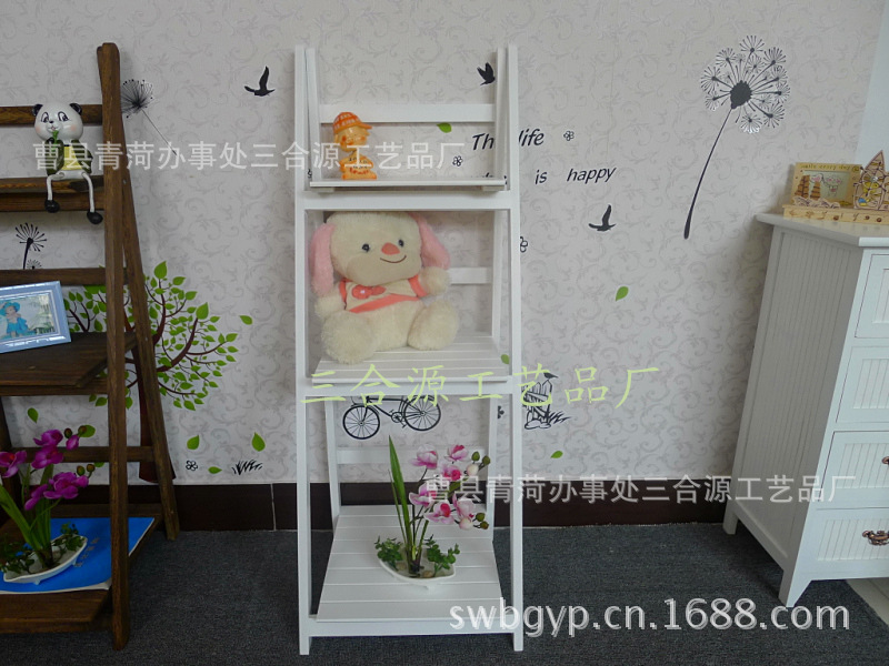 曹縣工藝品廠 專業定做批發實木花架 簡約時尚梯形三層置物架批發・進口・工廠・代買・代購