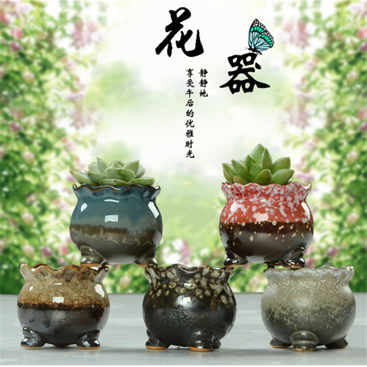廠傢直銷/創意花器/迷你陶瓷小花盆/拇指盆/多肉花盆/5個一套包郵批發・進口・工廠・代買・代購