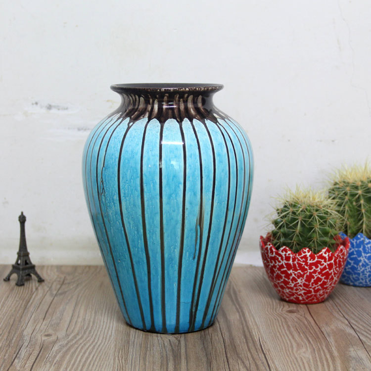 地中海風格 藍色陶瓷客餐廳桌麵花瓶花器裝飾工藝擺件批發・進口・工廠・代買・代購