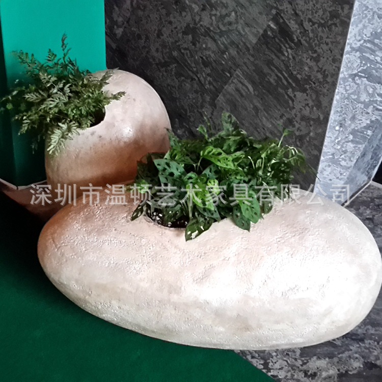 深圳室內玻璃鋼鵝卵石花盆 玻璃鋼防沙巖花器 珠三角組合花盆批發・進口・工廠・代買・代購