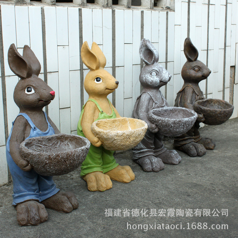 創意工藝品兔子多肉花盆兔子復古花盆樹脂花盆店鋪裝飾擺件 批發工廠,批發,進口,代購