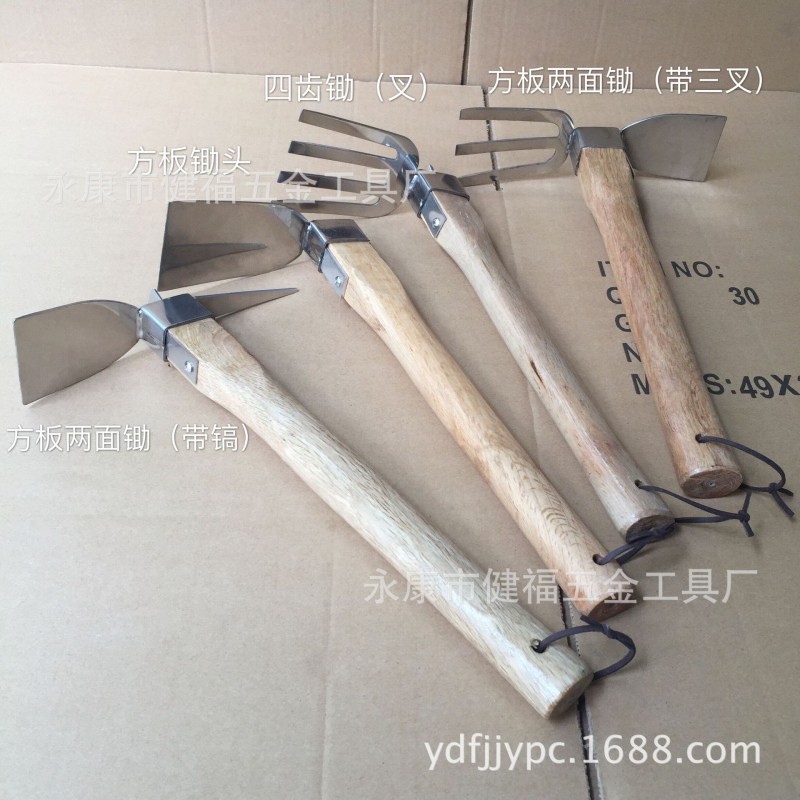 不銹鋼短木柄鋤頭種花種菜小鋤頭 加厚兩用鋤叉 園藝園林鋤頭批發・進口・工廠・代買・代購