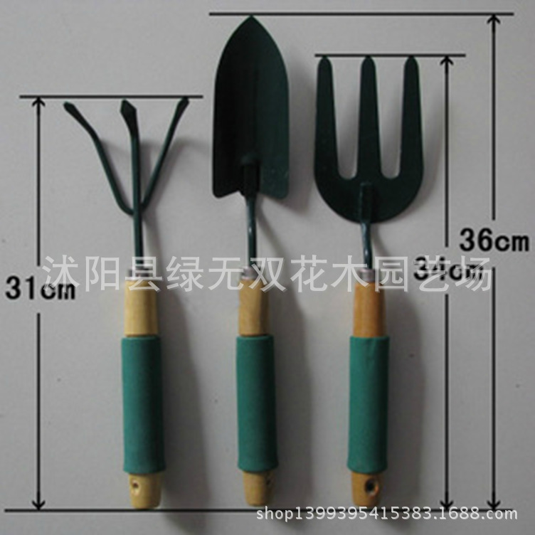 直銷高檔綠色園藝三件套【小鐵耙 小鐵鏟 小鐵鍬】多肉盆景專用工廠,批發,進口,代購
