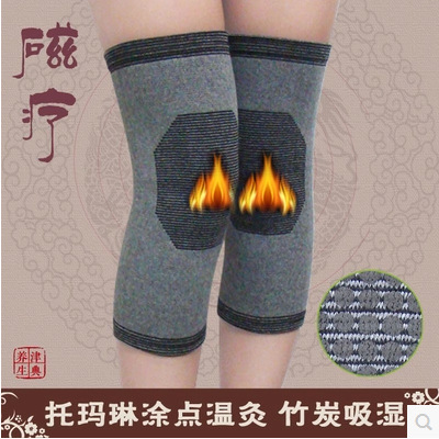灰色薄款磁纖維彈力自發熱護膝 保健磁療護膝保暖膝蓋批發・進口・工廠・代買・代購
