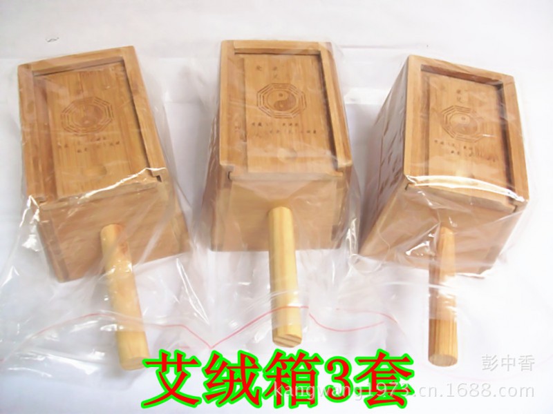 碳化竹製艾灸盒艾灸器防燙手柄艾絨針灸溫灸盒雙柱艾絨箱批發・進口・工廠・代買・代購