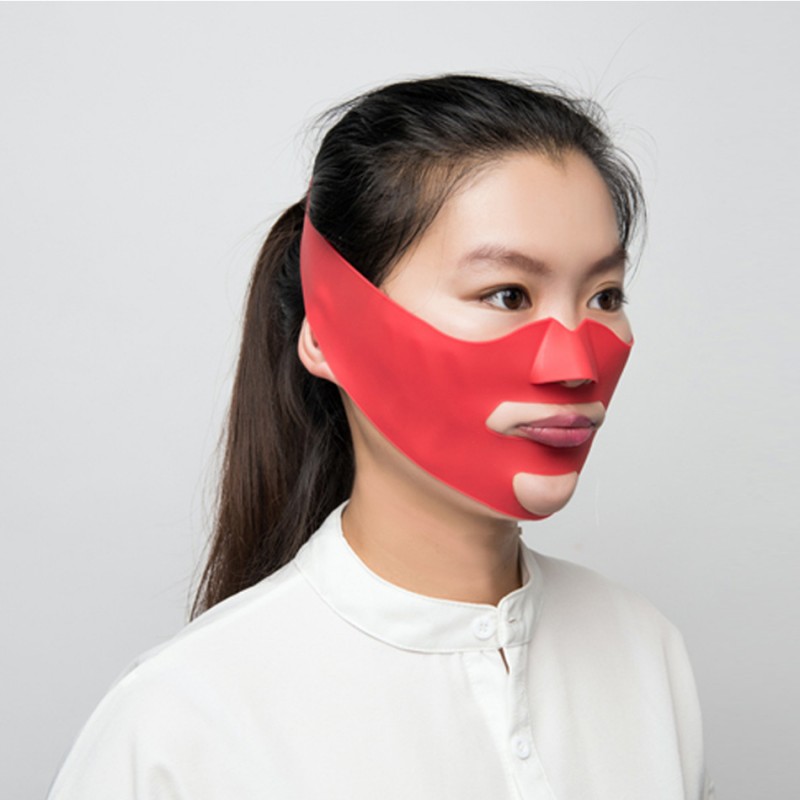 日本最新瘦臉矽膠帶麵罩 /V臉瘦臉帶紅色粉色兩款 按摩 瘦臉批發・進口・工廠・代買・代購