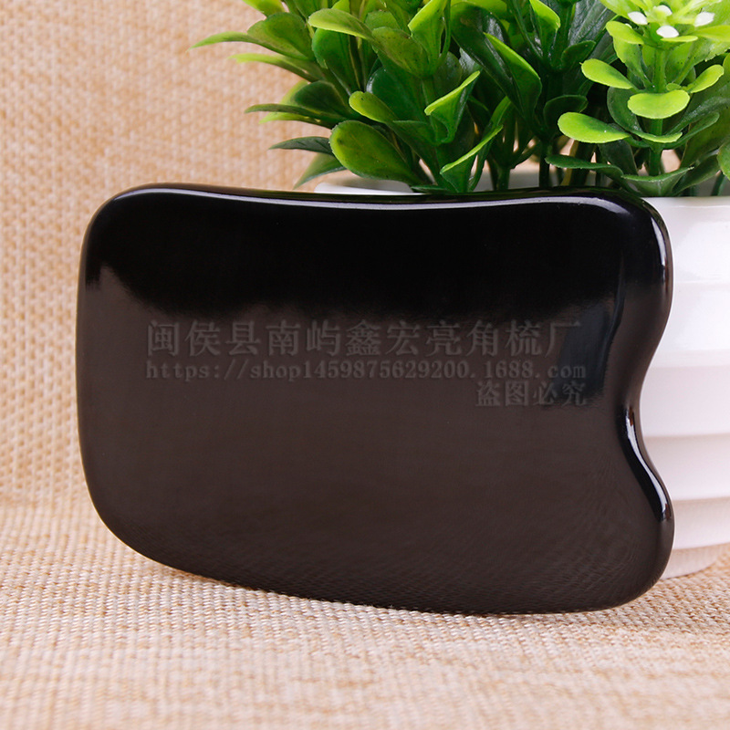 福州工廠批發牛角刮痧板天然黑水牛角凹型四方刮痧片按摩臉部美容工廠,批發,進口,代購