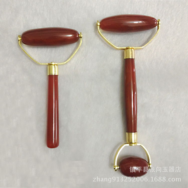 天然瑪瑙美容滾美容器玉石按摩滾麵部按摩器紅瑪瑙按摩棒廠傢直銷工廠,批發,進口,代購
