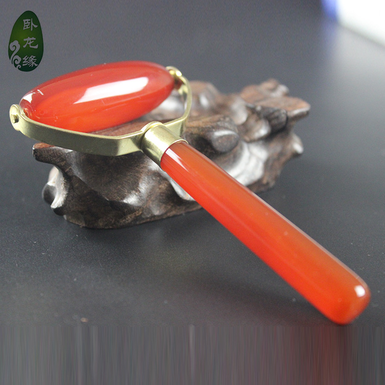 玉器廠傢批發 天然瑪瑙玉石臉部按摩器 滾輪按摩排毒美容瘦臉器工廠,批發,進口,代購