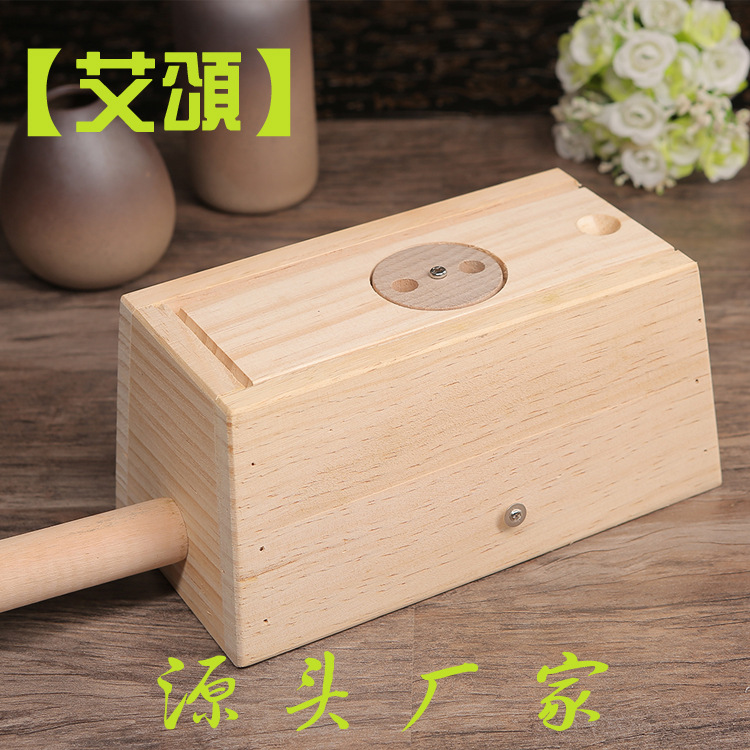 【艾頌】關節盒實木三柱艾灸盒膝關節腿部木製溫灸器隨身灸帶手柄工廠,批發,進口,代購