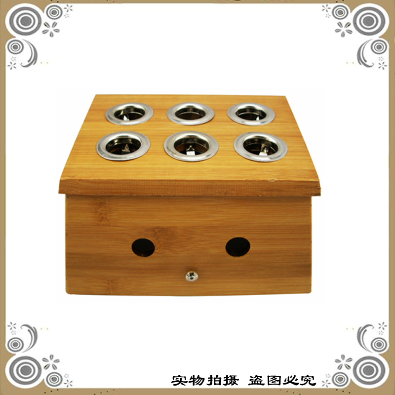 竹製六孔艾灸盒/艾條灸器/溫灸盒/溫灸器/升級版溫灸盒加鐵皮加厚工廠,批發,進口,代購