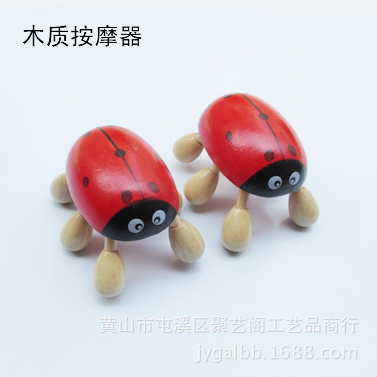 傢用天然木質手動甲蟲六角頭部按摩器可愛結實木頭按摩器廠傢批發工廠,批發,進口,代購