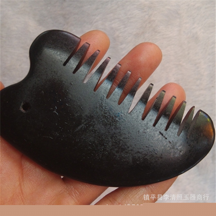 天然砭石梳子批發砭石刀梳子地攤熱銷定製 黑砭石刀把按摩梳子批發・進口・工廠・代買・代購