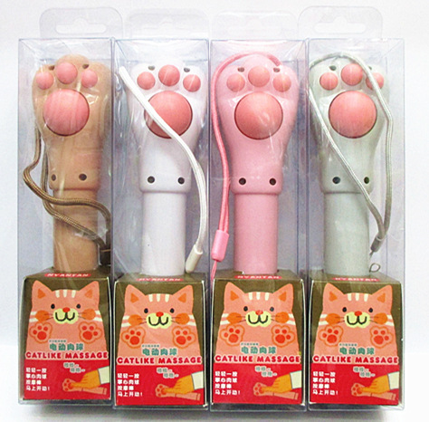 日本正版2014新款呆萌貓爪頸部全身按摩器 乾電池帶燈貓爪按摩器批發・進口・工廠・代買・代購