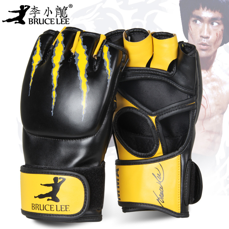 李小龍拳擊手套半指 散打搏擊ufc拳套mma格鬥泰拳成人兒童打沙袋工廠,批發,進口,代購
