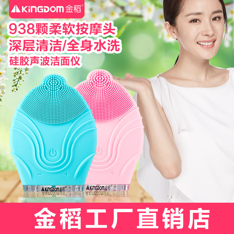 金稻電動潔麵機超音波矽膠洗臉刷傢用毛孔清潔器洗臉機器KD308批發・進口・工廠・代買・代購