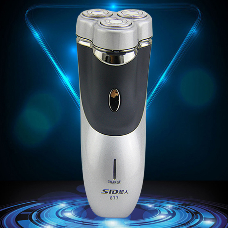 超人電動剃須刀SA877充電式3頭旋轉式男士浮動刮胡刀帶修剪器工廠,批發,進口,代購