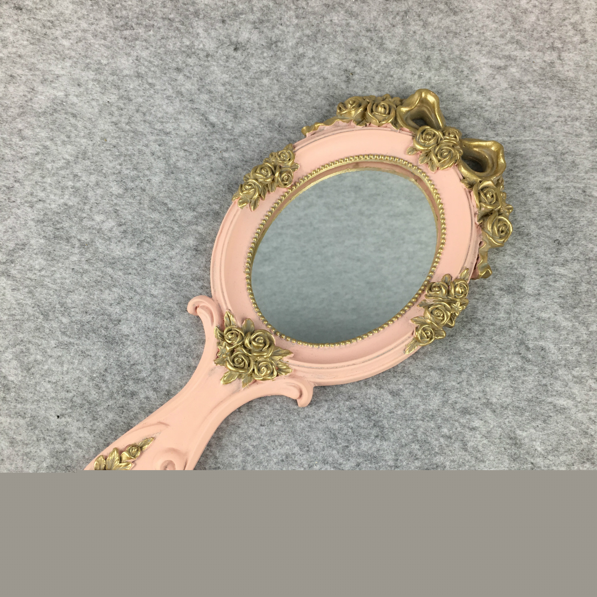 化妝手持公主鏡美容院使用蝴蝶雕花復古手柄鏡子手拿圓形鏡子批發工廠,批發,進口,代購